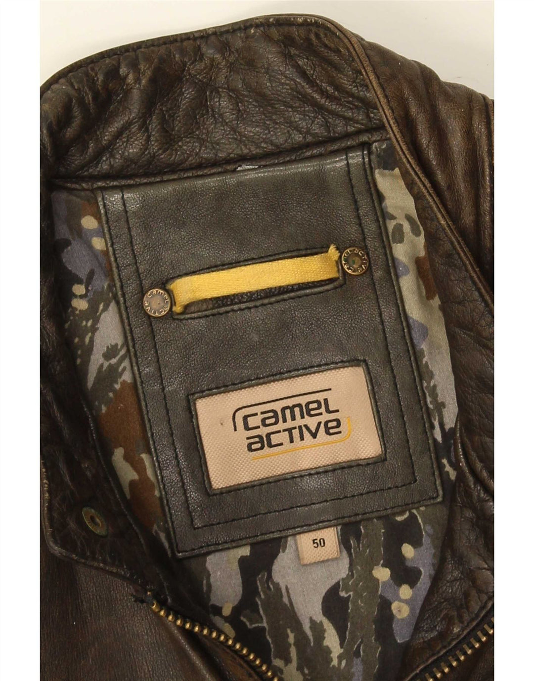 Męska skórzana kurtka racer Camel Active IT 50, duża brązowa