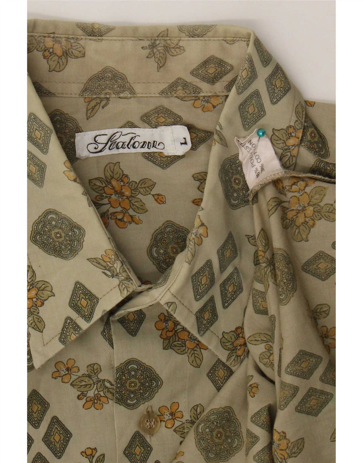 Koszula męska w stylu vintage, duża, khaki, z poliestru w kwiaty