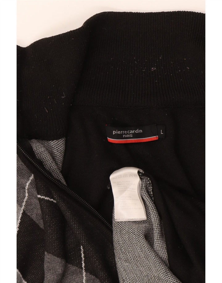 Męski sweter Pierre Cardin, duży, czarny, argyle/diamentowy poliester