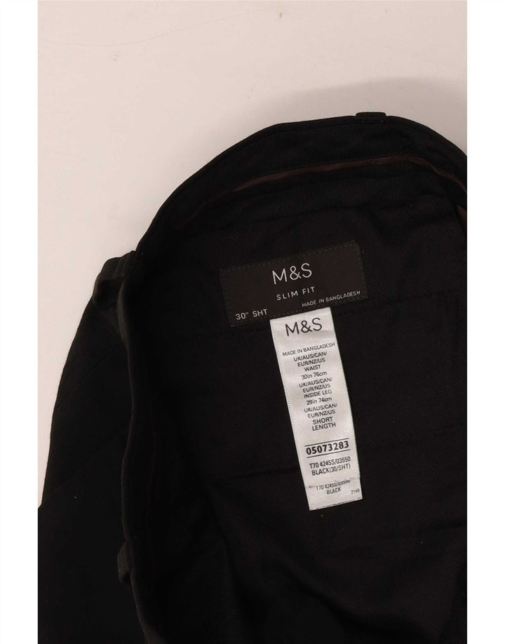 Marks & Spencer Męskie spodnie chino o dopasowanym kroju W30 L29 Czarny poliester