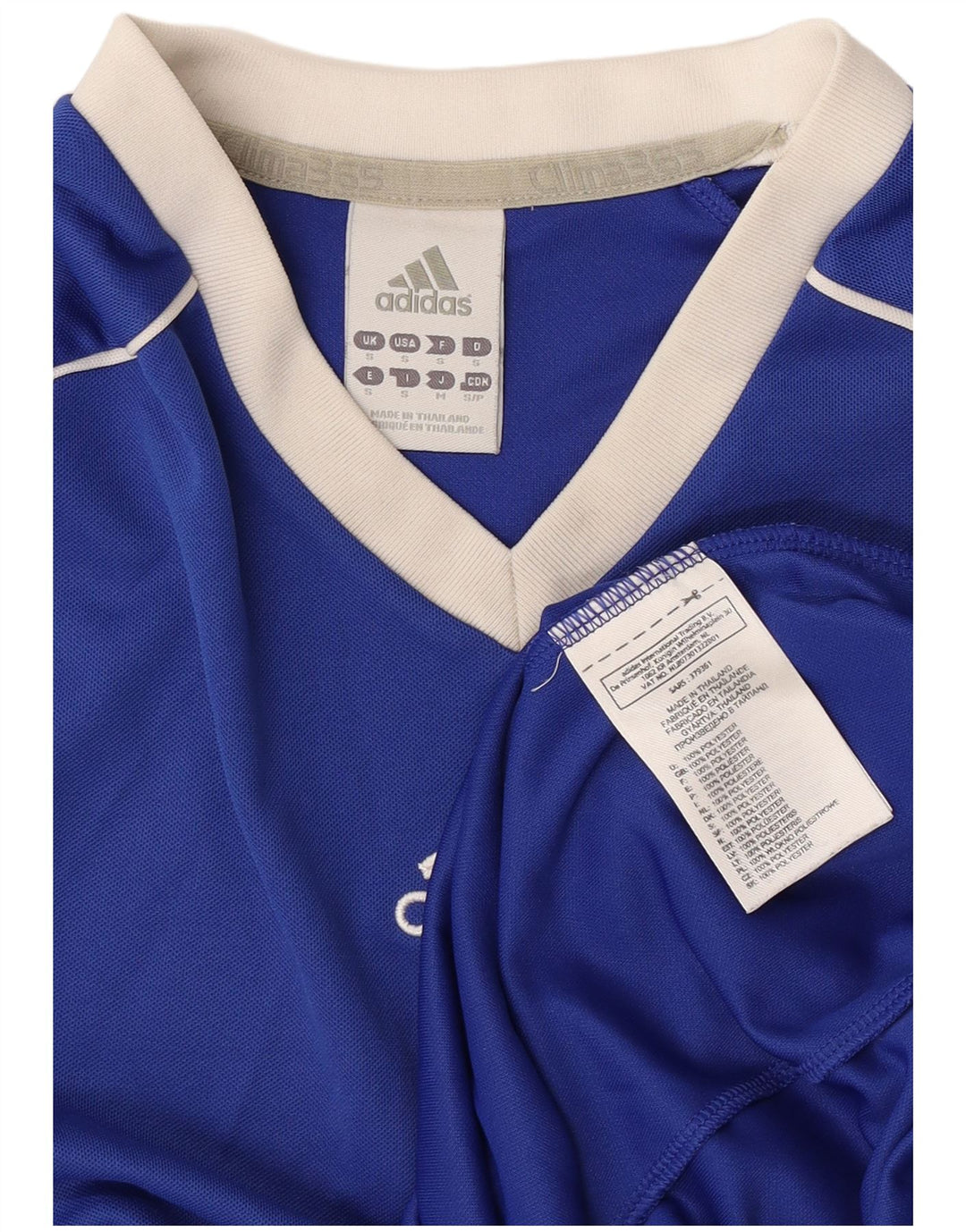 Adidas Męski T-shirt Climalite Top Mały Niebieski Poliester z blokami kolorów