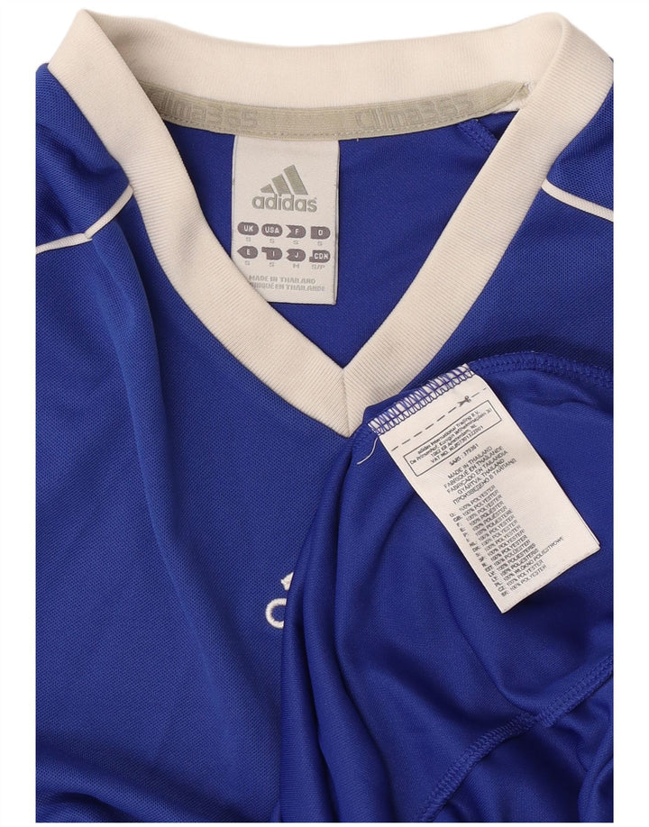 Adidas Męski T-shirt Climalite Top Mały Niebieski Poliester z blokami kolorów