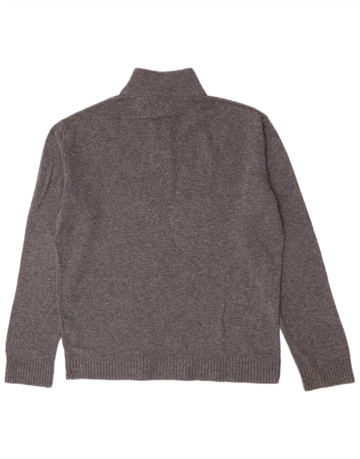 Marks & Spencer Męski sweter zapinany na zamek, duży, szary, nakrapiany owcza wełna
