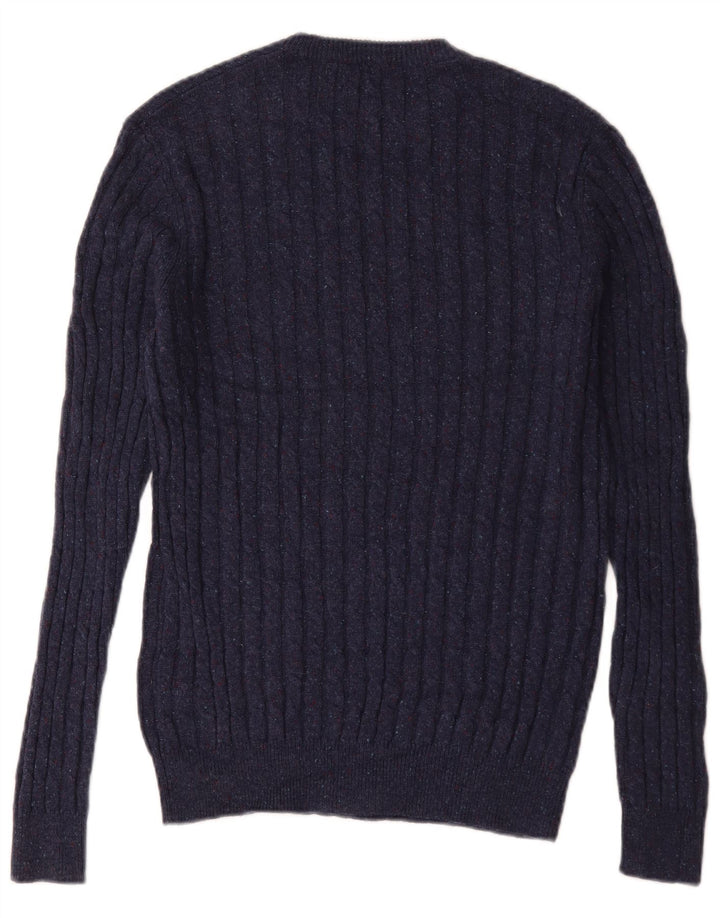 Męski sweter Jack Wolfskin z okrągłym dekoltem, mały, granatowy, wełniany w cętki