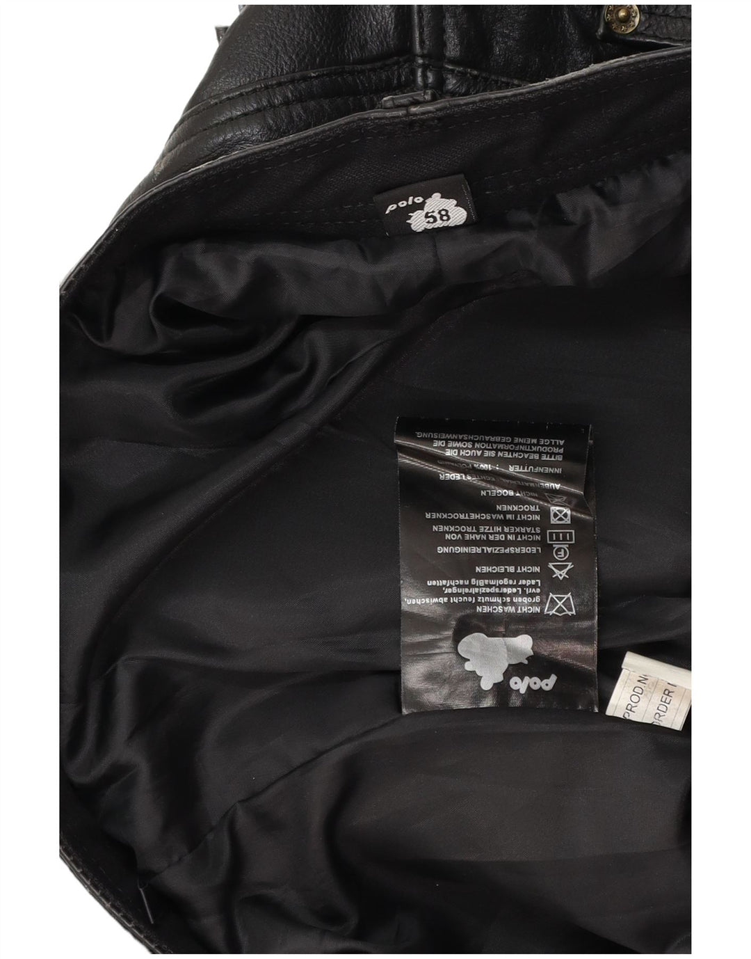 POLO Męskie proste skórzane spodnie W38 L31 Czarna skóra