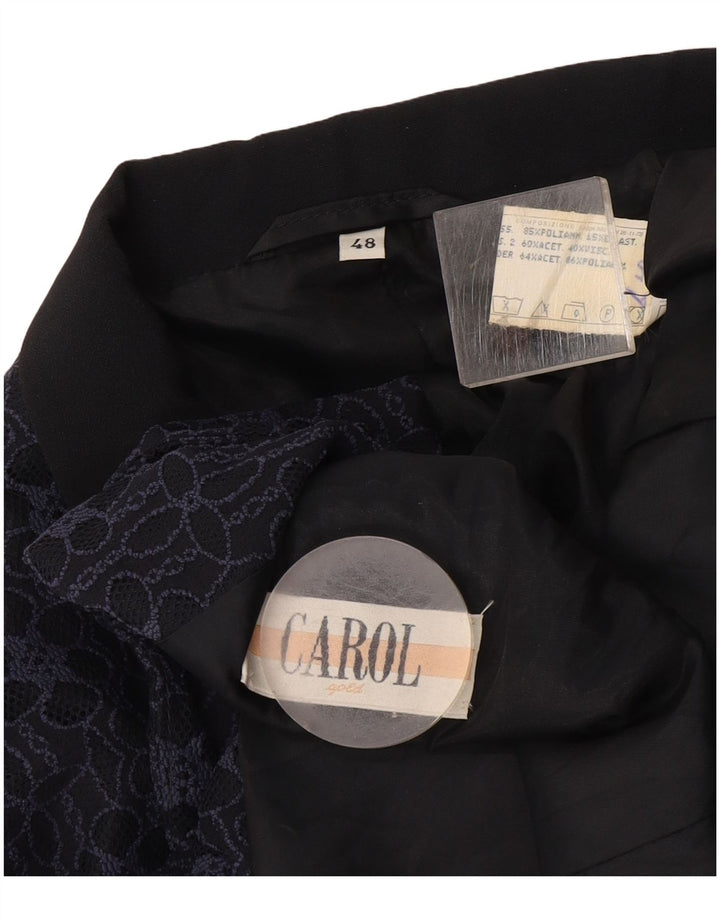 Damska marynarka Carol zapinana na 3 guziki IT 48 XL Granatowa, w kwiaty, poliamid