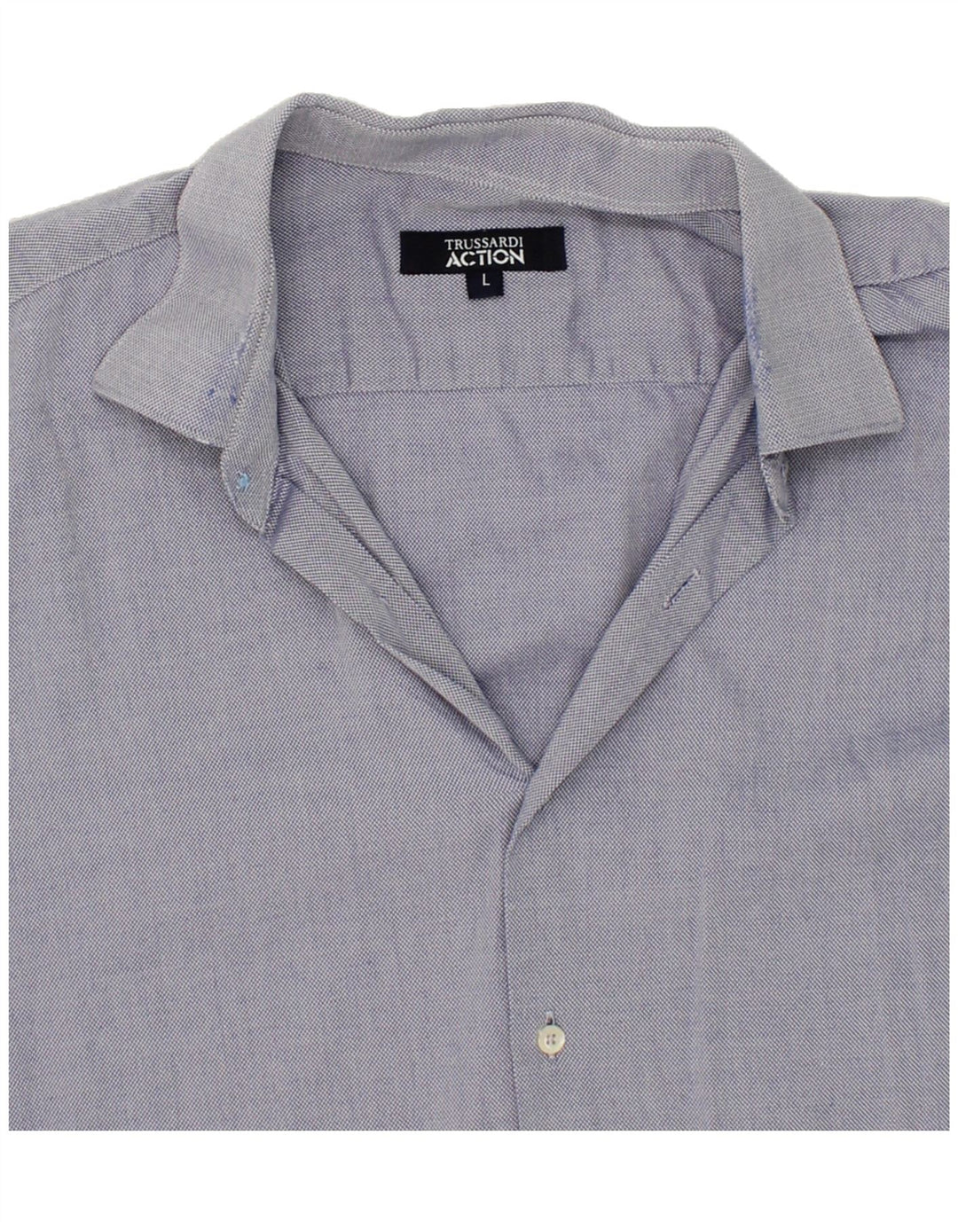 TRUSSARDI Mens Shirt Large Blue Vintage Trussardi and Second-Hand Trussardi from Messina Hembry 