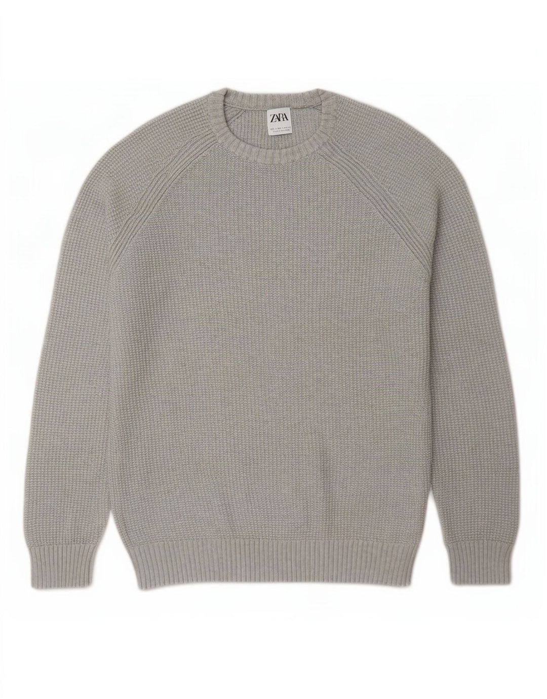 Męski sweter z okrągłym dekoltem Zara, duży, szary