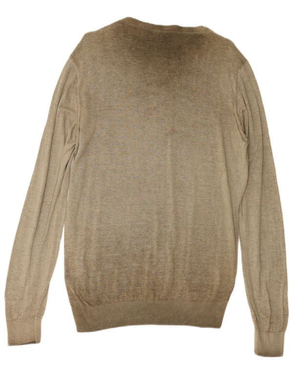 ARMANI JEANS Męski sweter z dekoltem w łódkę 2XL, bawełniany khaki