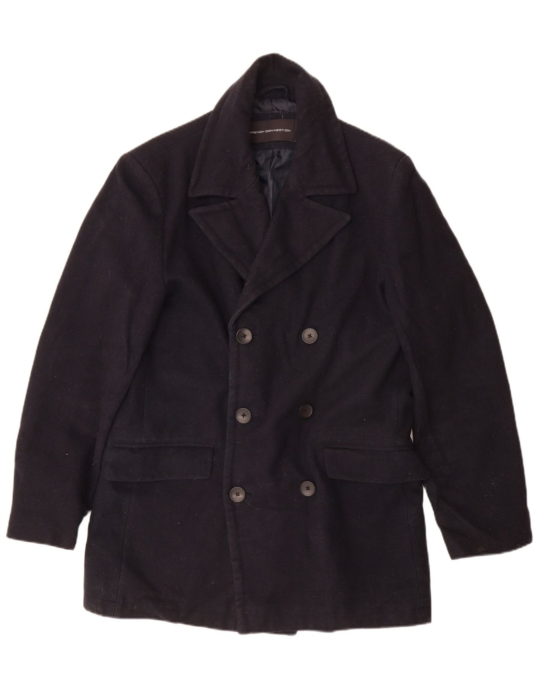 Płaszcz męski dwurzędowy FRENCH CONNECTION UK 40, duży, granatowy