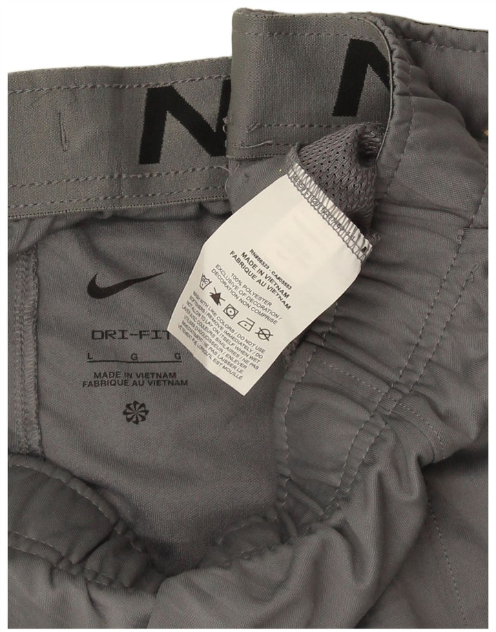 Męskie spodnie dresowe Nike Dri Fit, duże, szare, poliestrowe