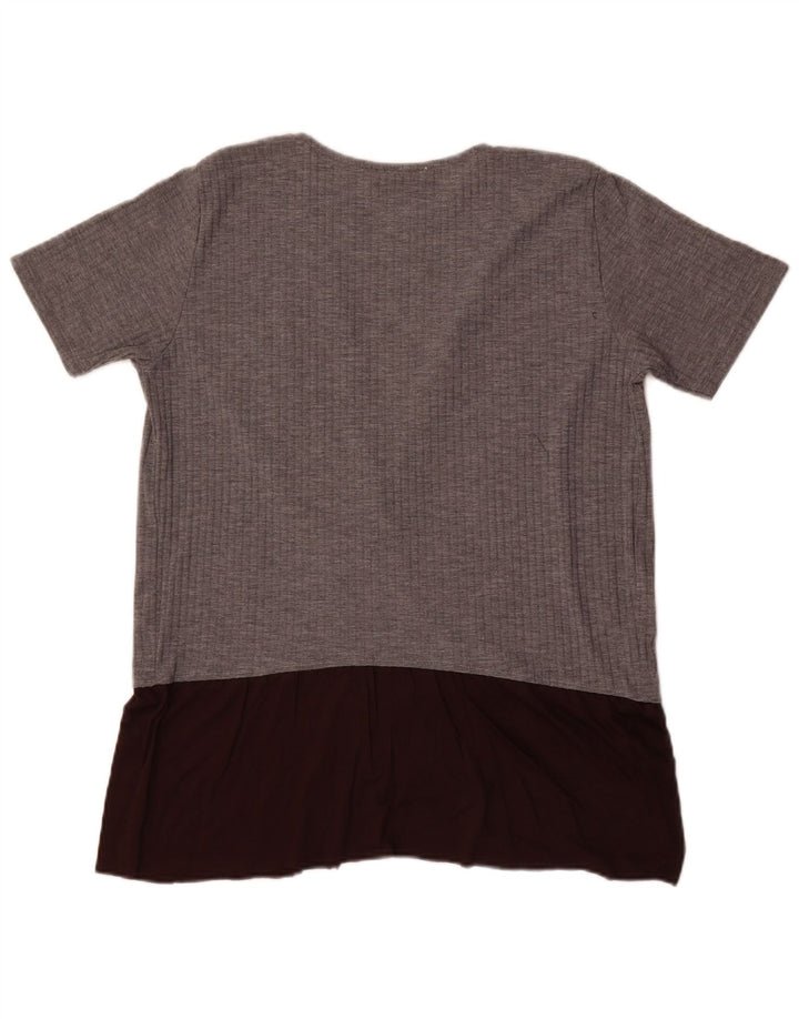 Bluzka damska Zara Top UK 16, duża, szara, z blokami kolorów