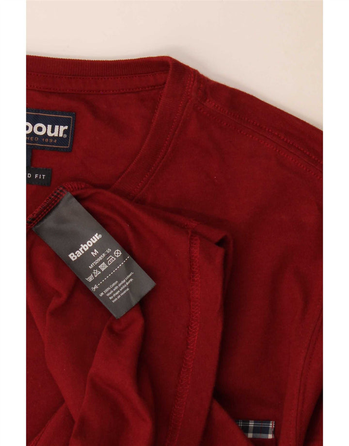 T-shirt męski Barbour o dopasowanym kroju, średniej wielkości bawełna w kolorze bordowym