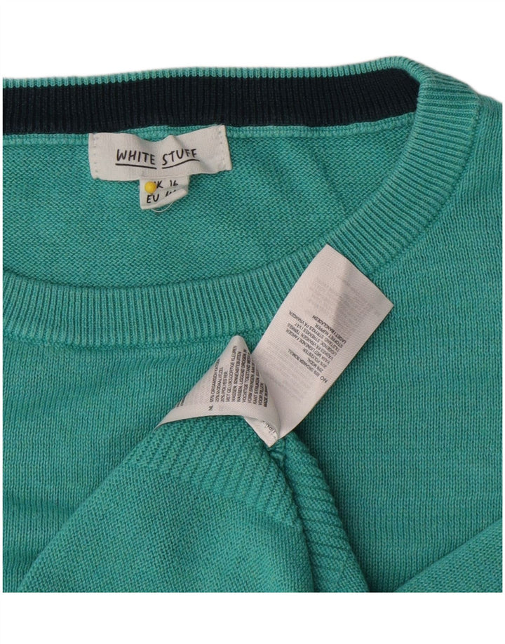 Damski sweter oversize White Stuff z dekoltem w łódkę, UK 16, duży, turkusowy