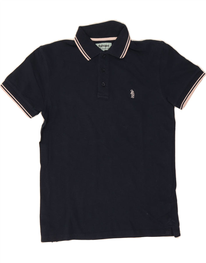 REFRIGUE Mens Polo Shirt Medium Navy Blue Cotton Vintage Refrigue and Second-Hand Refrigue from Messina Hembry 