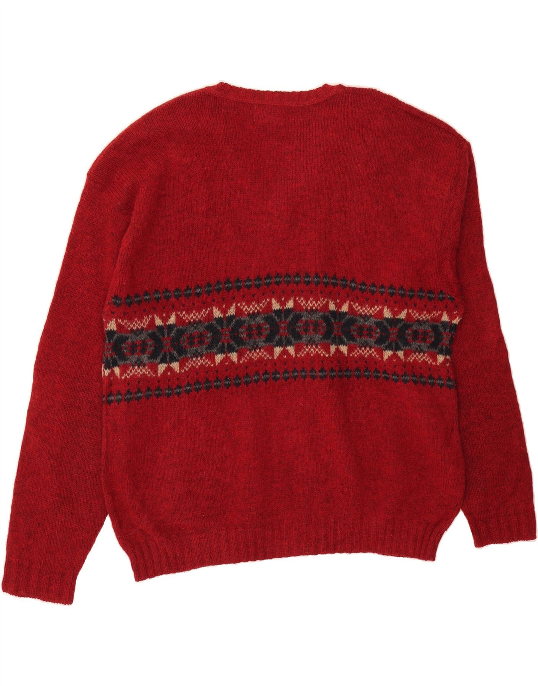 EDDIE BAUER Męski sweter z dekoltem w kształcie litery V, 2XL, czerwony Fair Isle Wool