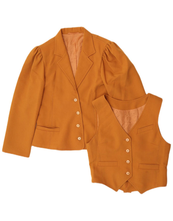 Vintage damski zestaw 2-częściowy z 4 guzikami, UK 10, mały, pomarańczowy