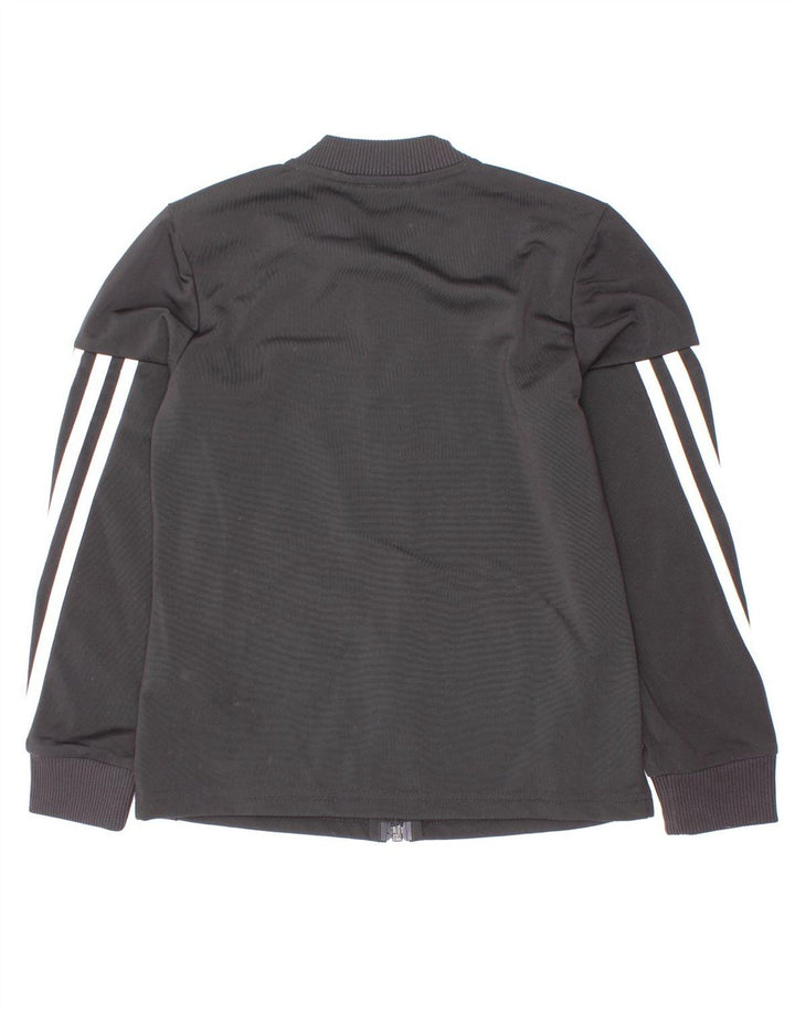 Kurtka dresowa Adidas dziewczęca 7-8 lat, czarna, poliestrowa w prążki