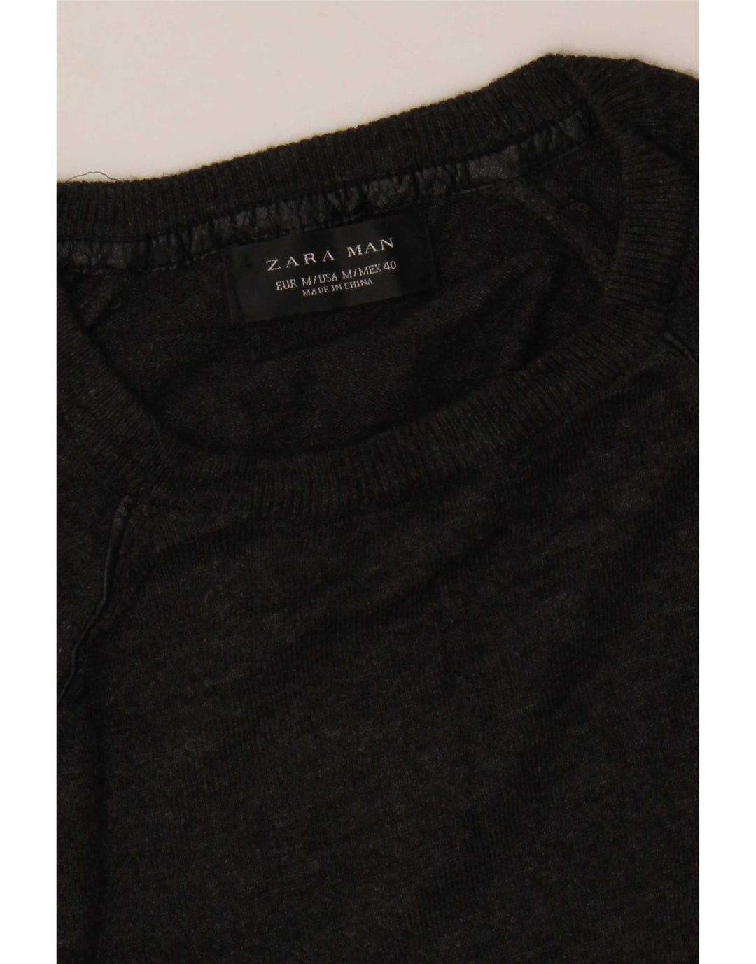Męski sweter z okrągłym dekoltem Zara, średnio szary
