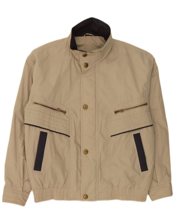 Męska kurtka bomberka Vintage UK 42 XL Beżowy poliester z blokami kolorów