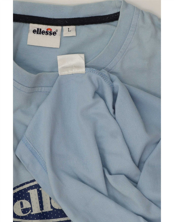 Męski T-shirt z grafiką Ellesse, duży, niebieski, bawełniany