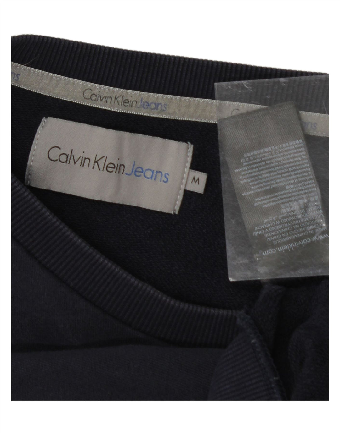 CALVIN KLEIN JEANS Mens Graphic Sweatshirt Jumper Medium Navy Blue Cotton Vintage Calvin Klein Jeans and Second-Hand Calvin Klein Jeans from Messina Hembry 