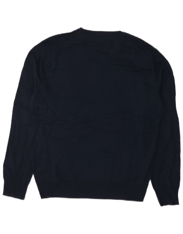 Męski sweter J. Crew z dekoltem w kształcie litery V, duży, granatowy, akrylowy