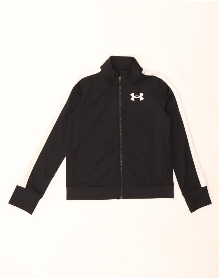 UNDER ARMOUR Girls Tracksuit Top Jacket 9-10 Years Medium Black Vintage Under Armour and Second-Hand Under Armour from Messina Hembry 