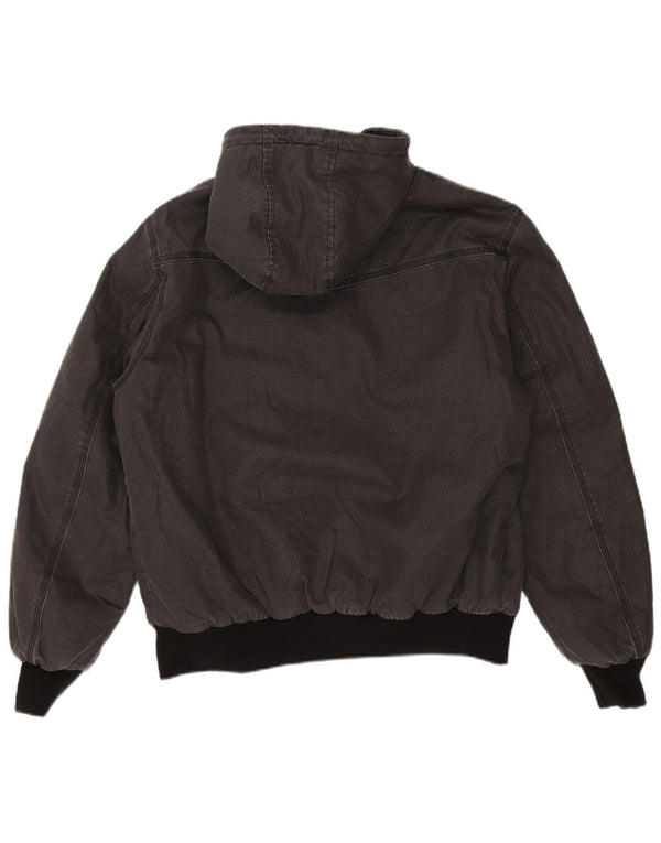 SUPERDRY Mens Hooded Sherpa Jacket UK 42 XL Grey Cotton