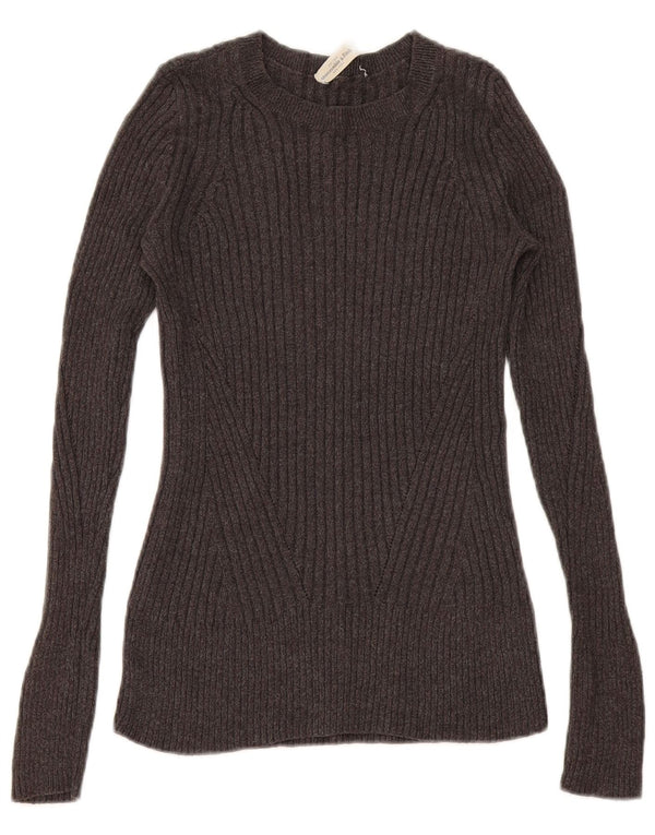 Abercrombie & Fitch Damski sweter z dekoltem w łódkę, UK 10, mały, szary, bawełniany