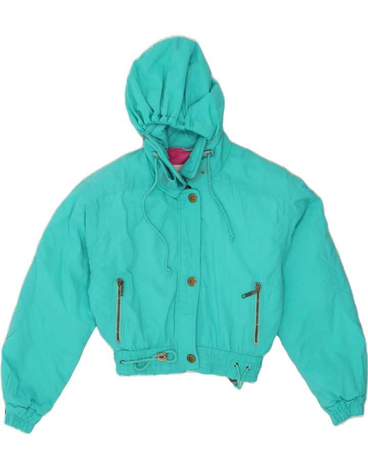 SCHOFFEL Womens Hooded Crop Windbreaker Jacket EU 36 Small Blue Vintage Schoffel and Second-Hand Schoffel from Messina Hembry 