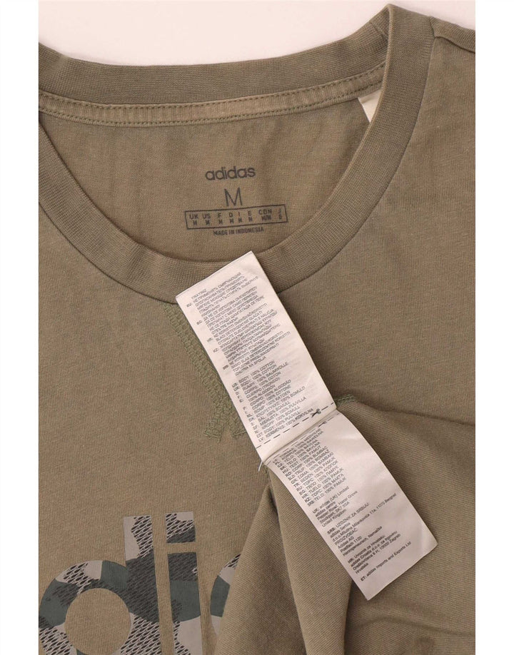 Męska koszulka z grafiką Adidas, średnia, bawełniana khaki