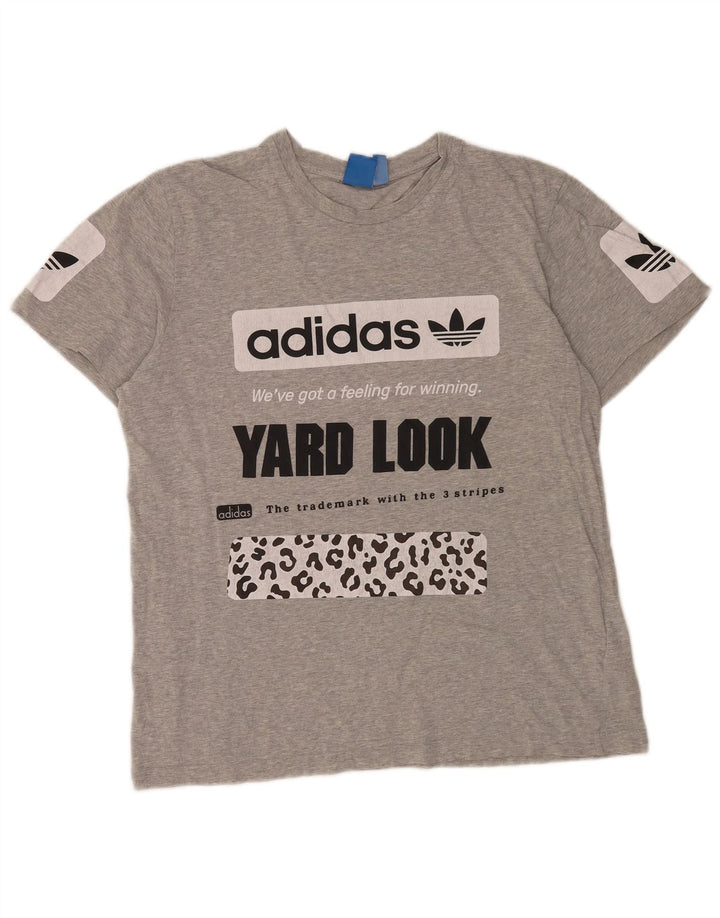 Męska koszulka z grafiką Adidas, duża, szara, bawełniana