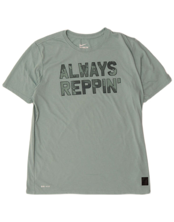 Męski T-shirt Nike Dri Fit z grafiką, duży, zielony, bawełniany
