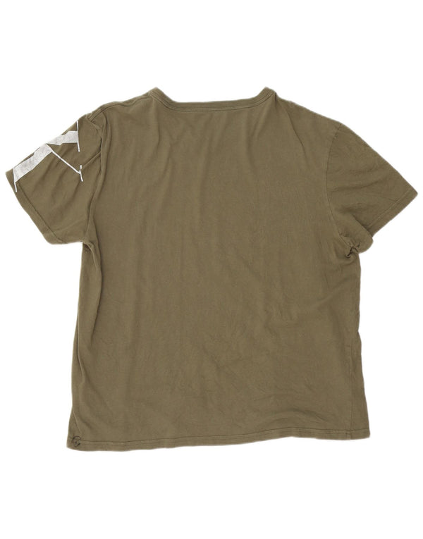 CALVIN KLEIN JEANS Męski T-shirt z grafiką, duży, bawełniany khaki