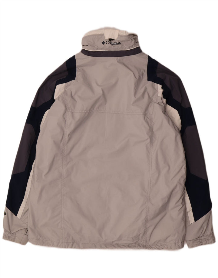 Męska kurtka wiatrówka Columbia UK 40, duży, szary nylon w blokach kolorów