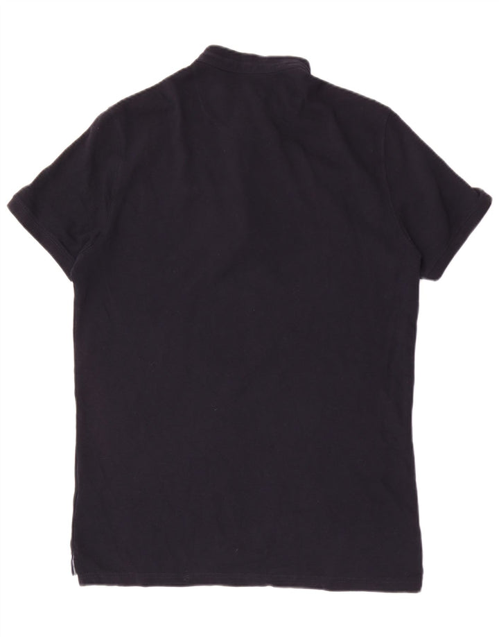 Męska koszulka polo MASSIMO DUTTI, średnia, granatowa, bawełniana