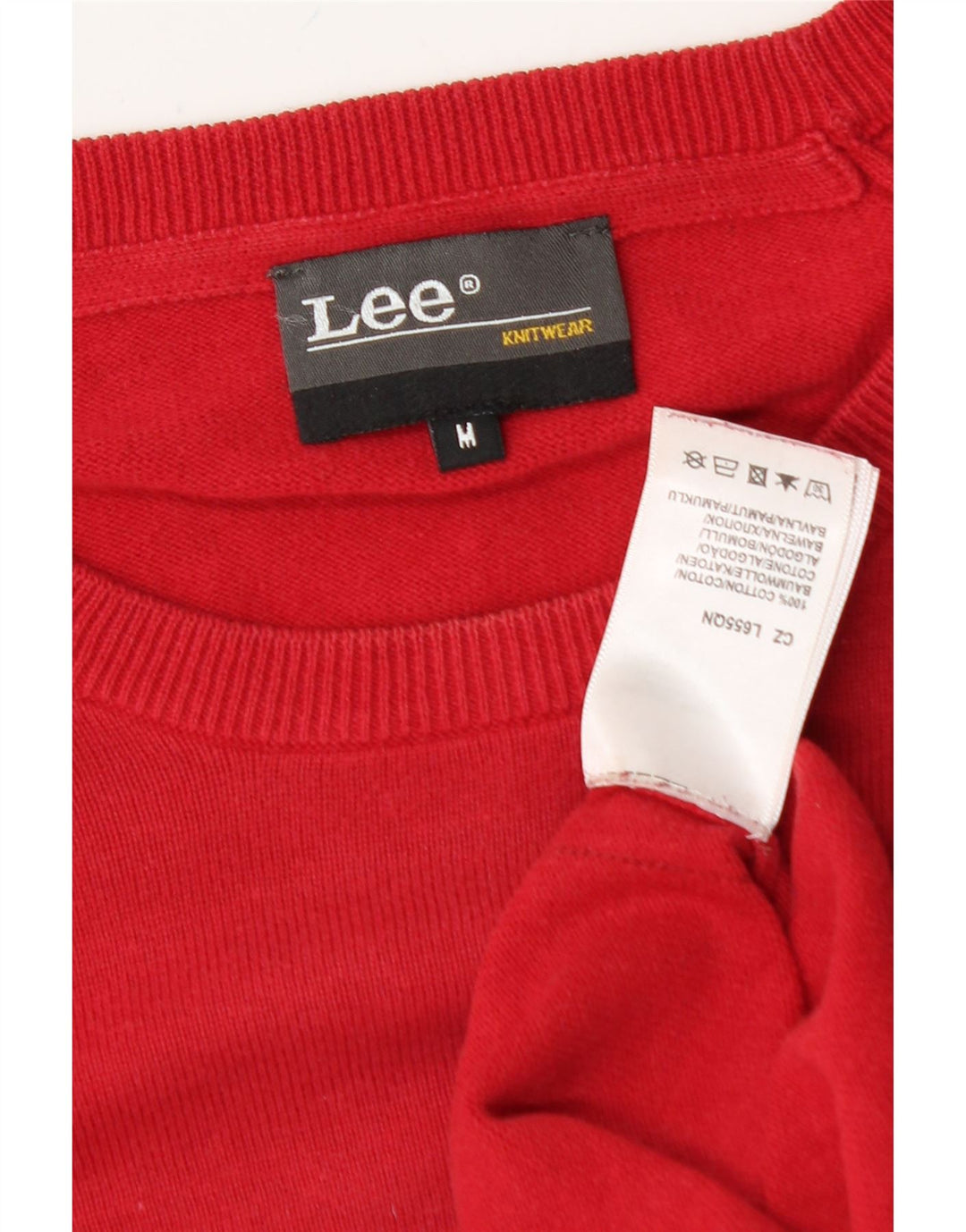 LEE Mens Crew Neck Jumper Sweater Medium Red Cotton Vintage Lee and Second-Hand Lee from Messina Hembry 