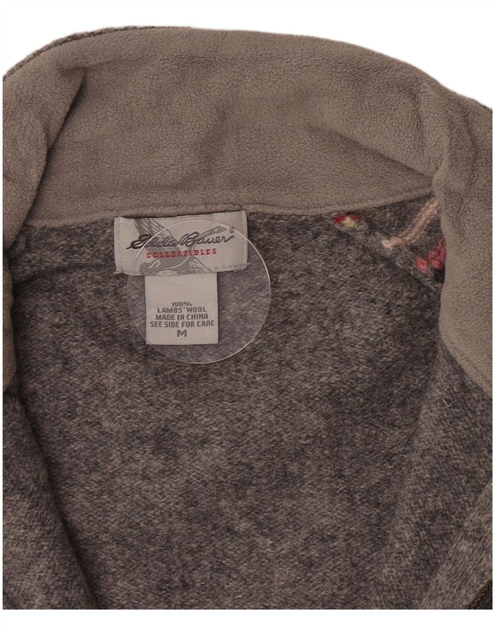 Sweter damski Eddie Bauer UK 12 Średni szary w paski z owczej wełny