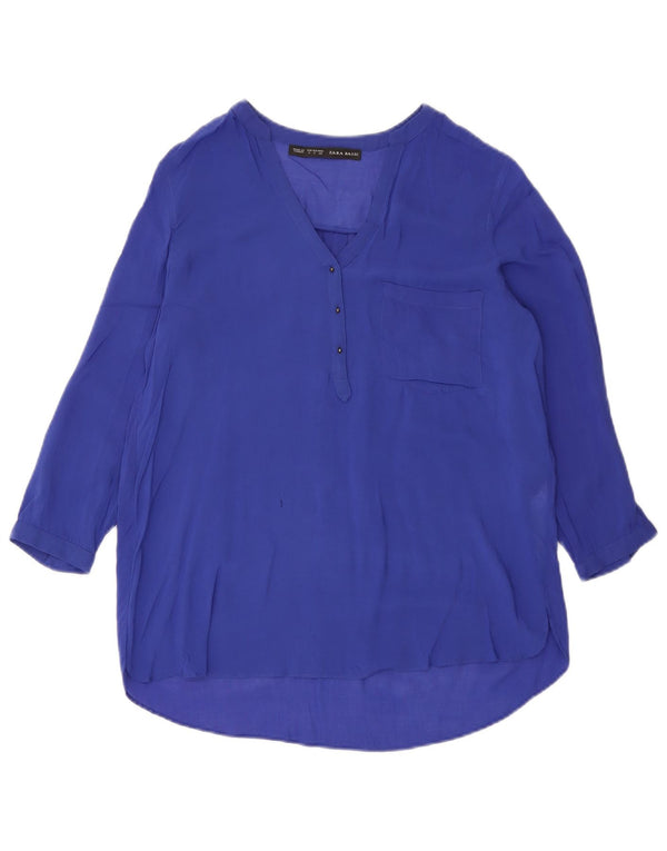 Damska bluzka oversize z rękawem 3/4 Zara Top UK 10 Small Purple Wiskoza