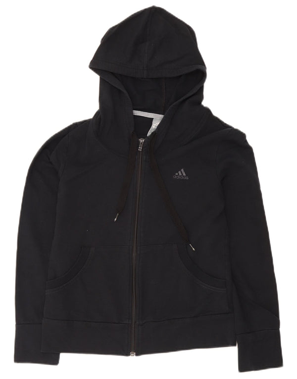 Damski sweter z kapturem i zamkiem błyskawicznym Adidas UK 14 Średni czarny bawełniany