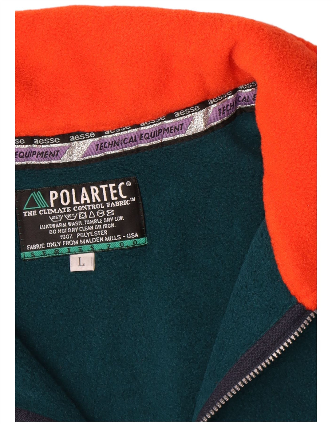 Męski sweter polarowy Polartec z zamkiem błyskawicznym, duży, zielony, geometryczny poliester