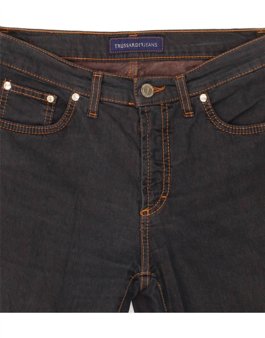 TRUSSARDI Womens Straight Jeans W29 L26  Navy Blue Cotton Vintage Trussardi and Second-Hand Trussardi from Messina Hembry 