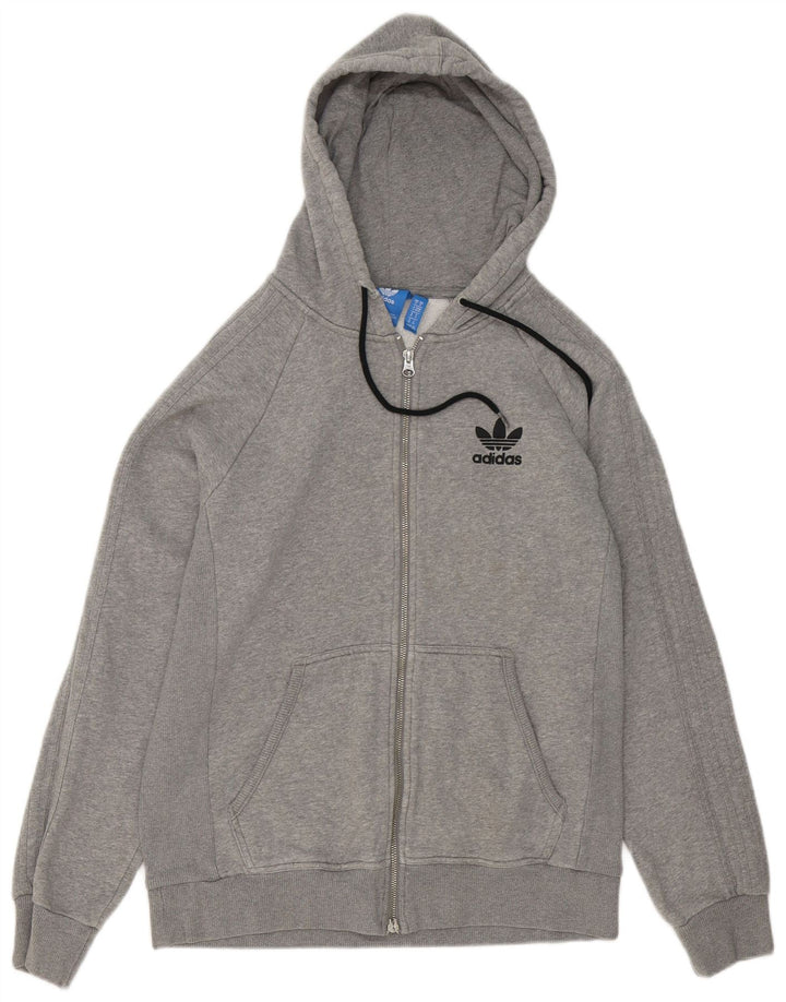 Adidas Męski sweter z kapturem i zamkiem błyskawicznym, średnioszary, bawełniany z plamkami