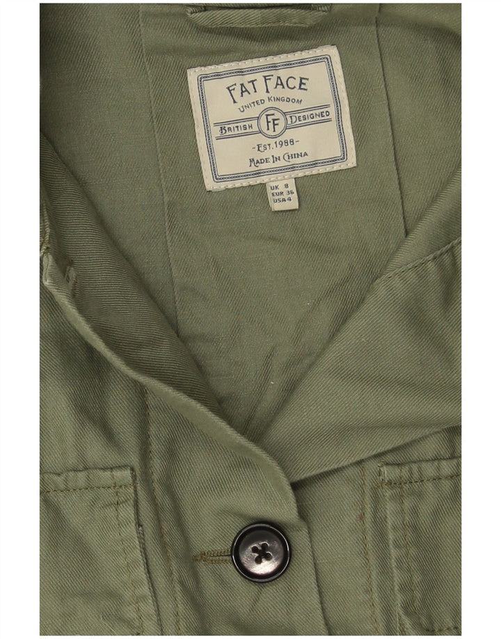 Damska kurtka wojskowa oversize Fat Face UK 8 Small, zielona lniana