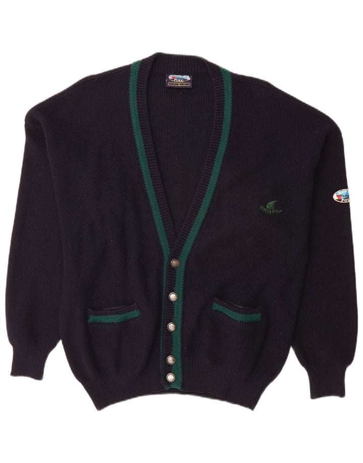 NORTH POLE Mens Cardigan Sweater Large Navy Blue