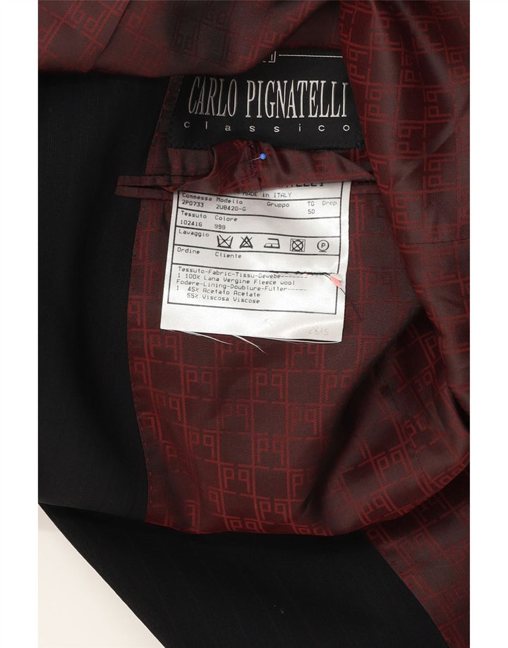 Carlo Pignatelli Męska marynarka zapinana na 2 guziki IT 50 Duża czarna dziewicza wełna