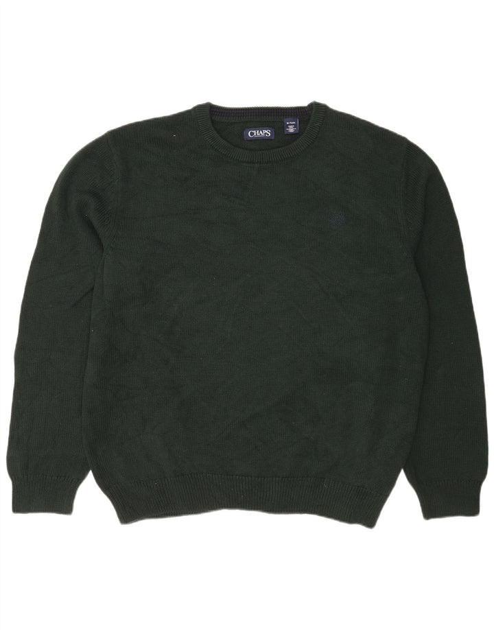 Męski sweter z wycięciem pod szyją Chaps XL, zielona bawełna