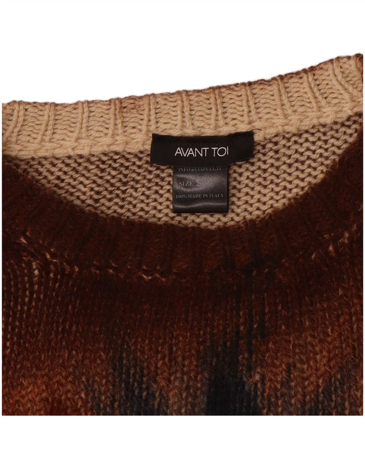 Vintage damski sweter oversize z okrągłym dekoltem UK 10 Small Brown Tie Dye