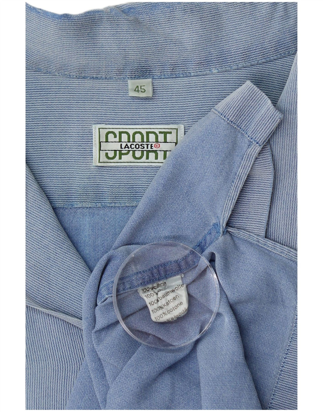 Koszula męska z krótkim rękawem LACOSTE, rozmiar 45, bawełniana, niebieska w prążki